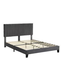 Levede Bed Frame Queen Size Mattress Base Platform Wooden Velvet Headboard Grey