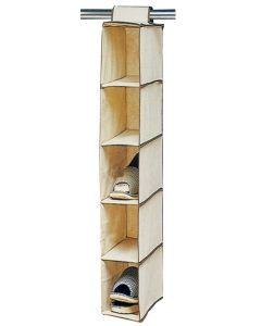 5 Layer Hanging Wardrobe Organiser - Beige - 30x15x70cm (Clothes & Shoe Storage)
