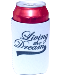 White Stubby Holder- Living The Dream