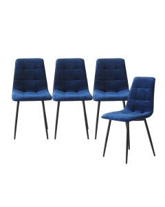 Levede 4x Dining Chairs Kitchen Velvet Chair Lounge Room Retro Padded Seat Blue