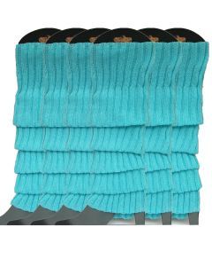 6x Sky Blue Ribbed Leg Warmers Bulk Pack - Womens Dance Costume/80s Party