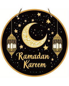 Ramadan Wooden Moon & Stars Eid Wall Hanging