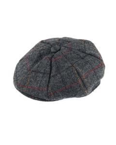 DENTS Mens Abraham Moon Check Tweed Newsboy Cap Hat - Charcoal