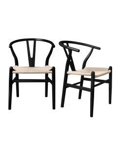 Levede 2x Dining Chairs Wooden Hans Wegner Chair Wishbone Chair Cafe Lounge Seat