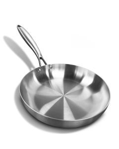 28cm 11-Inch 304 Stainless Steel Frying Pan Nonstick Uncoated Silver