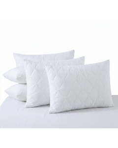 4x White Quilted Cotton Pillow Protector Pack - Breathable Slip Case - 48x74cm