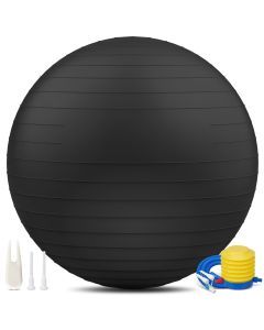 Heavy-Duty Explosion-Proof Yoga Ball with Air Plug and Pump(Black)
