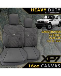 Razorback 4x4 XP7 Heavy Duty Canvas 2x Front Seat Covers suitable for a Toyota Landcruiser 79 Series Dual Cab (In Stock)