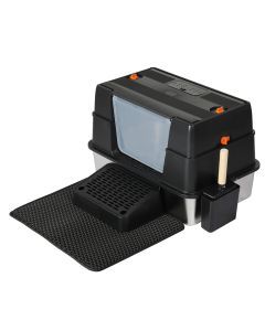 Pawz Cat Litter Box Stainless Steel Large Enclosed Odor Defensive High Sided