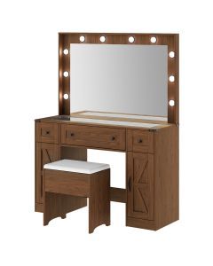 Levede Dressing Table LED Makeup Mirror Stool Set  Vanity Desk Cabinet 3 Drawers