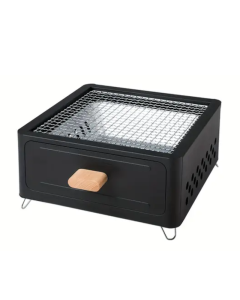 Outdoor Charcoal Grill with Wooden Stand