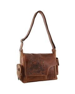 Billy The Kid Men's Genuine Leather Messenger Bag in Cognac