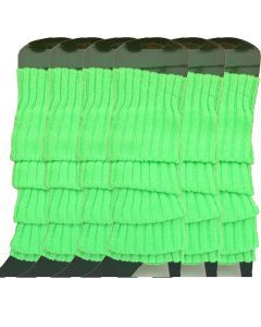 6x Fluro Green Ribbed Leg Warmers Bulk Pack - Womens Dance Costume/80s Party