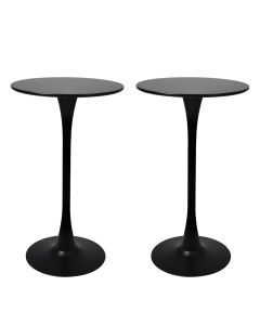 Levede 2x Round Bar Table Pub Tables Kitchen Marble Tulip Metal Base Black