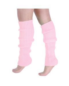 1 Pair Light Pink Ribbed Leg Warmers - Womens Dance Costume/80s Party