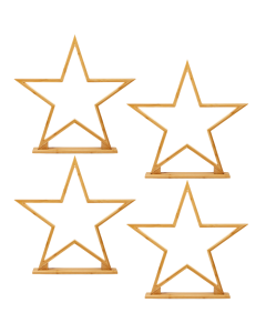 4x 52cm Bamboo Star Lamp - Table Light - Natural Decor
