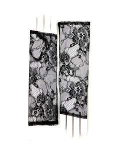 Dents Womens Lace Fingerless Elbow Length Mitten Gloves - Black