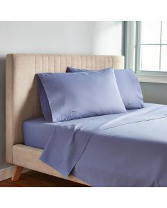 Lacoste 4-Piece Cotton Blend King Bed Sheet Set in Slate Blue