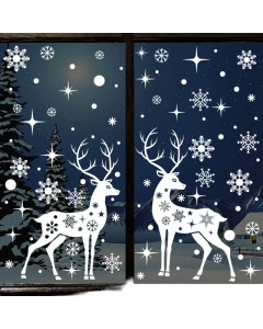 Merry Christmas Window Stickers - Elk Xmas Decorations