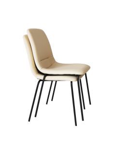 Levede Set of 4 Stackable Dining Chairs Kitchen Lounge Chair PU Leather Beige