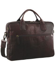 Pierre Cardin Rustic Leather 15" Laptop Messenger Bag - Chestnut (Work Travel Business)