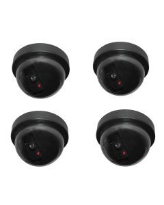 4x Dummy Dome Security Cameras Pack - Flashing LED Wireless (Imitation Surveillance)