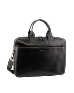 Pierre Cardin Mens Italian Leather 15" Laptop Bag - Black