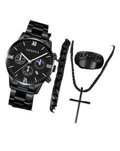 4PCS Men's Stainless Steel Quartz Watch Set (W118-B)