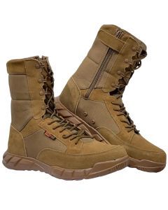 Mens Tactical Mid-Calf Combat Boots (Brown With Zip)