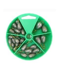 27 Gillies Bass Casting Sinkers in Convenient Dial Pack - Assorted Sizes And Weights