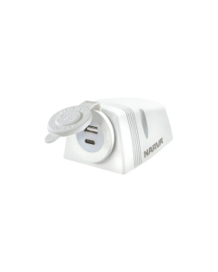 Narva Heavy-Duty Surface Mount Dual USB/USB-C Socket 81156 white