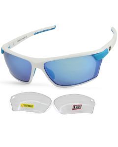 Dirty Dog Sport Evolve X1 White/Blue Mirror & Clear Changeable Lens Sunglasses