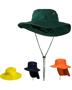 Portwest Mens Premium 100% Cotton Wide Brim Hat w/ Back Legionnaires Flap