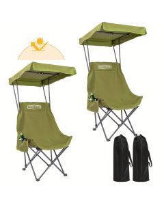 Camping Chair with Canopy and Side Pocket