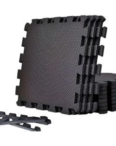 Durable Comfort 12-Piece Premium Soft Yoga Mat Set - Non-Slip, Black