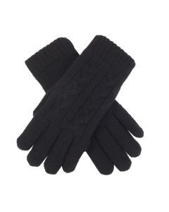 Dents Ladies Cable Knit Yarn Lined Gloves - Black (One Size)