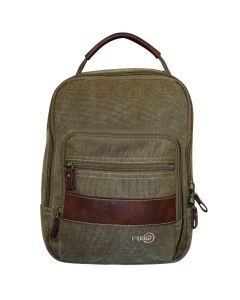 FIB Canvas Sling Bag Shoulder Strap Messenger Travel Pack w Tablet Pocket - Khaki