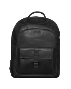 Futura Mens Leather Laptop Backpack School Shoulder Bag Front Pocket - Black