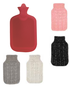 2L HOT WATER BOTTLE with Knit Sparkles Cover Winter Warm Natural Rubber Bag