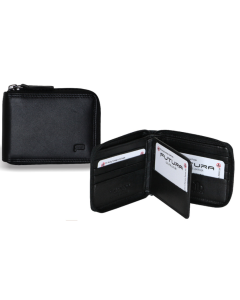 Futura Mens Zip Around Leather Wallet RFID Gift - Black