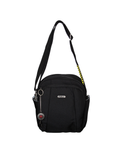 FIB Mens Tablet Crossover Bag Shoulder Strap Travel Wallet - Black