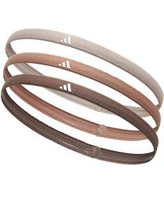 Adidas 3pk Hairbands Headbands Non-Slip Silicone One Size in Taupe Clay Earth Strata