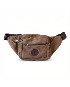 CANVAS BUM BAG Wallet Waist Pouch Travel Pocket Belt Security Storage in Brown