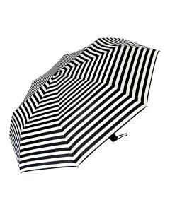 6x Brellerz Basic Compact 8 Rib Black/White Stripe Umbrella Bulk - Folding & Wind Resistant