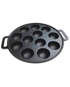 Vietnamese Banh Khot Pancake Pan - 12 Dimple Cast Iron w/ Handles