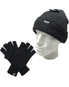 2pcs Winter Set Mens 3M Thinsulate Beanie Hat + Knitted Fingerless Gloves Snow