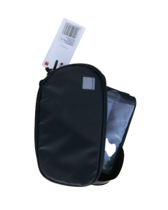 Top Bar Bag with Rotating Phone Holder, L17/H9/D4cm per pocked, black , toptube mount, secures w/ 3 velcro straps. 2 main pockets,.