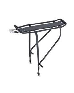 CARRIER - Rear Carrier, Adjustable for 26"-29ER Disc Brake Bikes, With Intergrated Splash Guard, Fittings Included, Alloy, BLACK