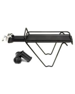 CARRIER Rear Carrier, Seat Post Mounted, Alloy, w/side shape stays, Includes Rubber Shims, BLACK