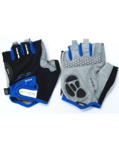 Gloves, Amara Material, Lycra Towel, with GEL PADDING,S, BLACK with Blue trim